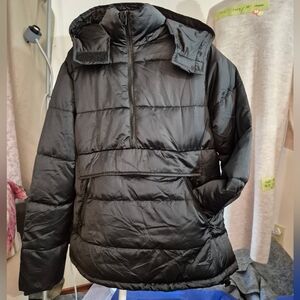 Zara Black Quilted Hooded Puffer Pullover